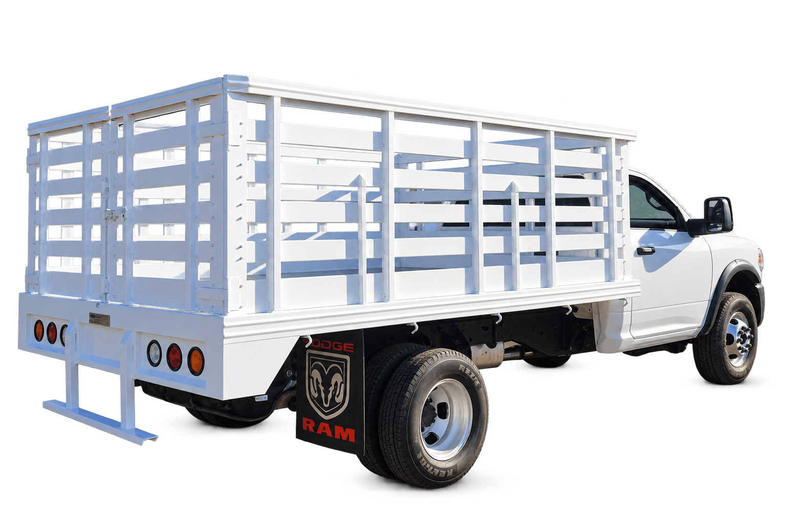 Carrocería de redilas blanca fabricada para una camioneta RAM